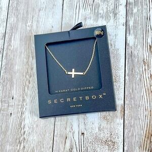 NEW! Ladies sideways cross necklace gold dipped‎ dainty religious